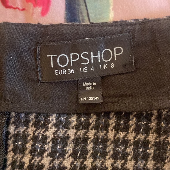 Topshop Plaid Wool & Lace Hem Mini Skirt Size US 4 - Picture 4 of 4